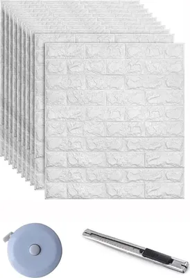 Zdjęcie produktu dla 3D panele ścienne samoprzylepne, biały, 10 sztuk, 35 x 38,5 cm, 1,3 m², do salonu