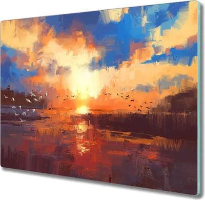 Produktbild von Coloray Hackbrett Küchenbrett Kochplattenabdeckung Schneidebrett Herdabdeckplatte 60x52 cm - Lake Sonnenuntergang Wolken