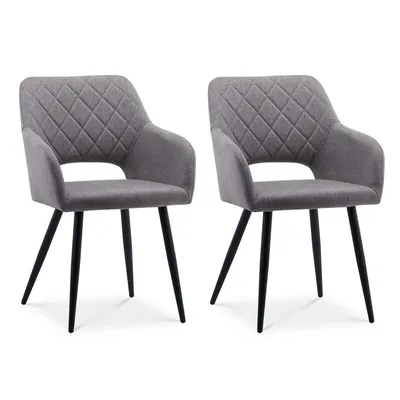 Produktbild von CLIPOP Esszimmerstühle 2er-Set Leinenstoff, mit Armlehnen, Esszimmer, Grau
