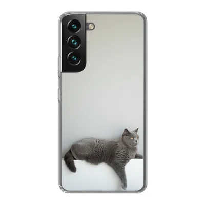 Produktbild von MuchoWow® Handyhülle Schutzhülle Hülle für Samsung Galaxy S22 Plus Katze - Britisch Kurzhaar - Grau - Mädchen - Kinder - Jungen - Kinder Silikon Softcase Handy Hülle - Schutzabdeckung
