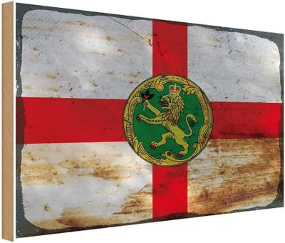 Produktbild von vianmo Holzschild 12x18 cm Alderney Rost Flagge Fahne Wappen