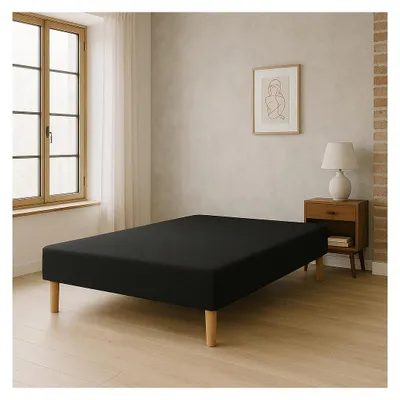 Image de SOMMIER TAPISSIER NOIR 140x190 cm | FABRICATION FRANÇAISE ARTISANALE | PIEDS OFF
