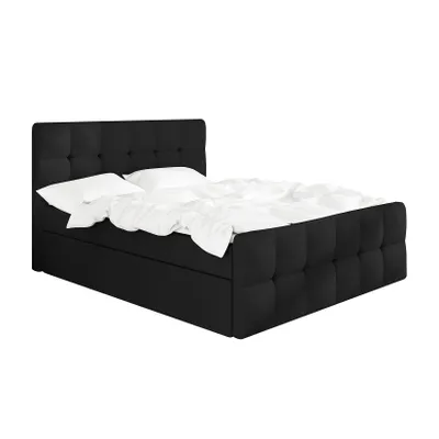 Produktbild von Boxspringbett BERG 120 x 200 mit 2 Bettkästen, Bonell-Matratze und Topper. Farbe: Schwarz