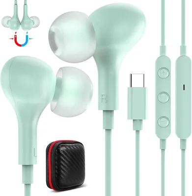 Produktbild von USB C In-Ear Kopfhörer mit Mikrofon, Kabel-Headset für Samsung, iPhone, Pixel, Xiaomi, Gaming, Sport & Musik, Typ-C Anschluss