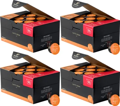 Four boxes of coffee capsules are arranged in a 2x2 grid against a white background.