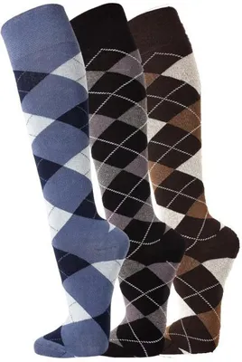 Produktbild von TippTexx 24 3 Paar Reiter Kniestrümpfe, Reitstrümpfe im Karo Muster, Braun/Jeans/Anthrazit, Größe 43-46