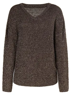 Image de Pull en maille pour femme EVERa - Marron foncé, taille M