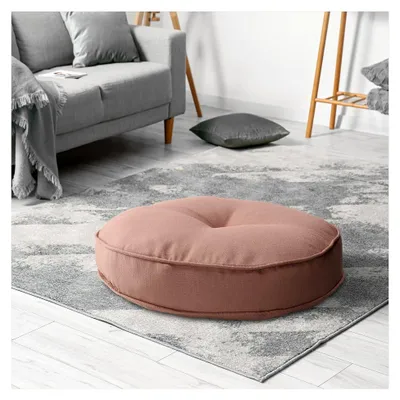 Produktbild von Bodenkissen für drinnen und draußen - Sitzkissen Pouf für Boden und Garten, wetterfest, wasserabweisend, ca. 10 cm hoch - rund, 60 cm Ø, Koralle