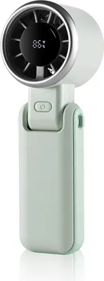 Produktbild von INF Tragbarer Hochgeschwindigkeits-Handventilator mit Digitalanzeige, 5 Geschwindigkeiten Grün