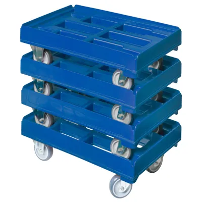 Produktbild von 4 Stück Hygienetransportroller - Typ A - 2 Bock- und 2 Lenkrollen blau