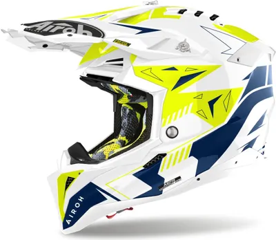 Produktbild von Crosshelm Schutzhelm Quadhelm AIROH Aviator 3.0 Spin Weiß Gelb Blau Größe S