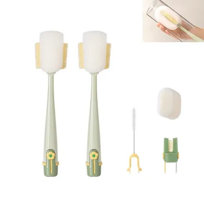 Produktbild von All-in-One Flaschenbürsten-Set – 5 Funktionen für Babyflaschen und Trinkgefäße, inklusive Spezialbürsten und Aufhänger, platzsparend ,2er Set