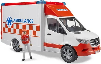 Immagine prodotto di bruder 02676 - Ambulanza Sprinter Mercedes-Benz integrata Modulo luci e suoni Barella autista Veicolo di emergenza Paramedico Ambulanza Servizio di soccorso bworld 1:16