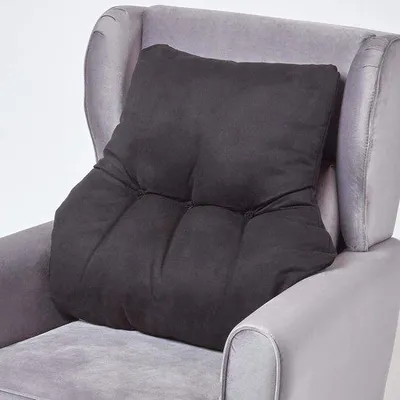Immagine prodotto di Cuscino lombare Unyqoos® – Cuscino per la zona lombare, adatto a sedie e divani, colore nero, dimensioni 68 x 58 x 15 cm, imbottitura spessa con rivestimento in velluto