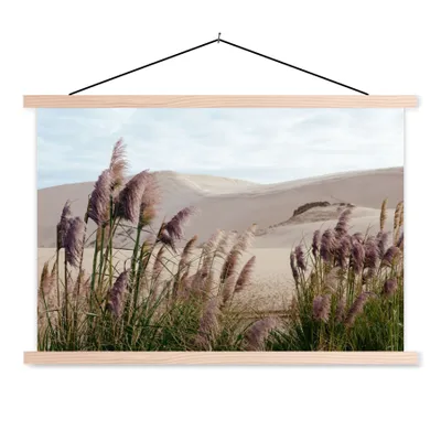 Produktbild von MuchoWow® Textilposter Pampasgras - Sand - Pflanzen - Düne 120x80 cm mit holzfarbenen Rahmen - Aufhängeset
