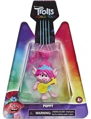 Image de Les trolls 2 la tournée mondiale : poppy avec accessoire - figurine 8 cm - dessin anime - hasbro 44025