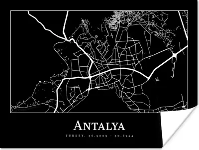 Produktbild von MuchoWow® Poster Karte - Antalya - Stadtplan 160x120 cm - Foto Plakat