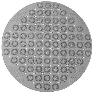 Image de Tapis de douche antidérapant, forme ronde, matériau TPE, couleur grise, diamètre 55 cm