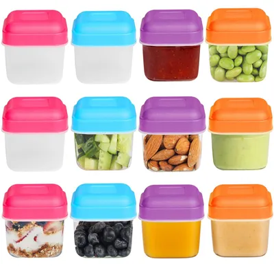 12 Aufbewahrungsboxen mit Deckel, 100 ml, BPA-frei, stapelbar