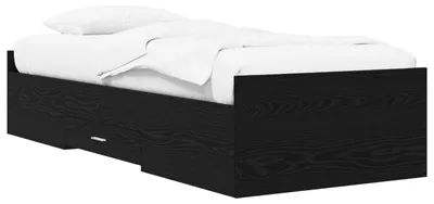 Image de Cadre de lit avec espace de rangement, en chêne noir, dimensions 80 x 200 cm