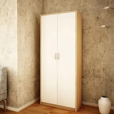 Produktbild von Aktenschrank mit 5 Fächern Mehrzweckschrank Haushaltsschrank in mattem Finish mit 4 Einlegeböden und 2 Türen sonoma weiß