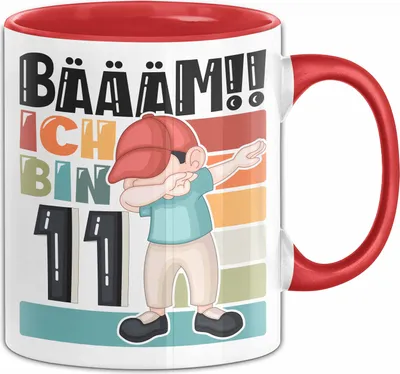 Produktbild von 11. Geburtstag Geschenk Tasse Becher Jungen Geburtstagsgeschenk Sohn Bäääm Ich Bin 11 (Rot)