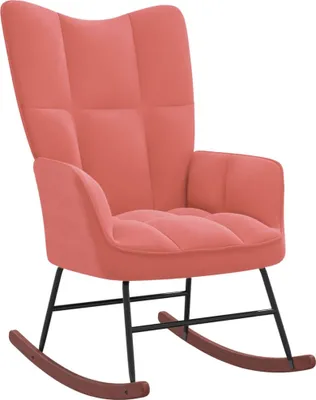 Obrázok produktu pre Zamatové hojdacie kreslo v ružovej farbe 61 x 98 x 78 cm