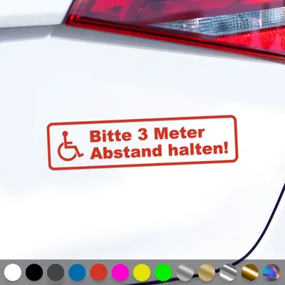 Produktbild von PantherPixel Bitte 3 Meter Abstand Aufkleber Schwerbehinderung Sticker Auto Geschenkidee Farbe Rot