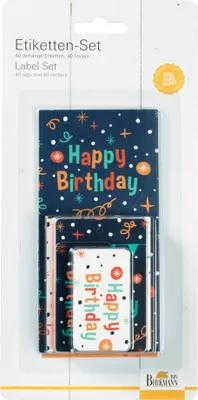 Produktbild von Birkmann Happy Birthday Etikettenset, 80-tlg., Etikettenanhänger, Geschenkanhänger, Geschenk, Papier, 441323