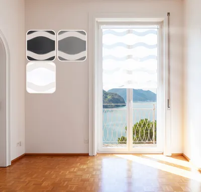 Produktbild von Doppelrollo "Wave", Weiß 75x150cm Duo-Rollo Klemm-Fix mit Klemmträger, Fenster-Rollo/Seitenzug-Rollo ohne Bohren