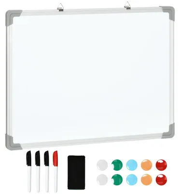 Zdjęcie produktu dla Magnetyczna tablica suchościeralna z markerami i magnesami | Kolor: biały | Wymiary: 60 x 1,8 x 45 cm