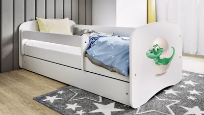 Image de Lit d'enfant Lit d'adolescent Kleindino 70x140, 80x160, 80x180 cm - Set complet avec matelas, tiroir & protection antichute