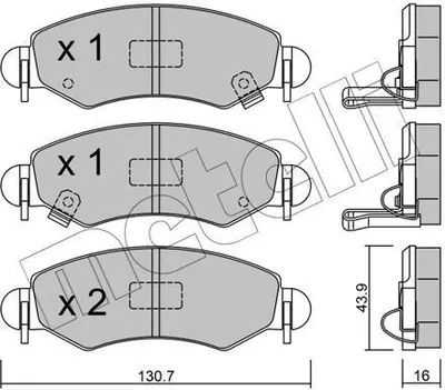 Obrázek produktu pro METELLI 22-0339-1, sada brzdových destiček, přední, pro:* OPEL AGILA (A) (H00)* SUZUKI IGNIS II* SUBARU JUSTY III (G3X)* VAUXHALL Agila Mk I