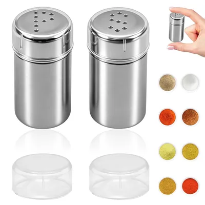 2 Mini-Salzstreuer aus Edelstahl, 5 ml, für unterwegs