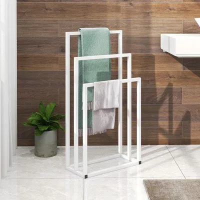 Zdjęcie produktu dla Solidny wieszak na ręczniki, dwupoziomowy, zajmujący mało miejsca, w stylu industrialnym