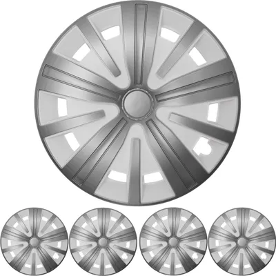 Produktbild von 16 ZOLL 4x PREMIUM DESIGN Radkappen Radzierblenden Spinel BIS in Silber / Weiß