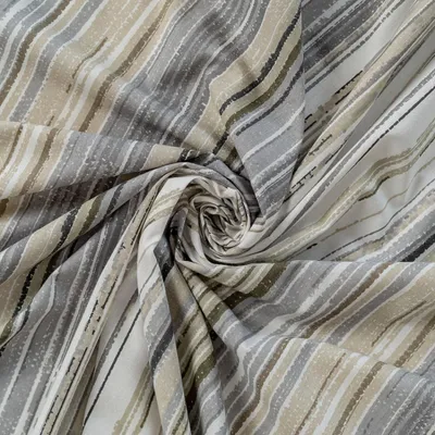 Produktbild von Baumwollstretchlaken Streifen grau-beige