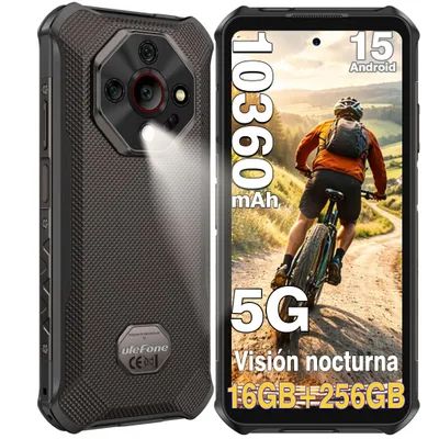 Image de Ulefone Armor X16 Pro 5G AI Smartphone Incassable Android 15, 10360mAh 16Go+256Go 64MP+Vision Nocturne Telephone Portable Incassable 6.56" HD+ - Noir