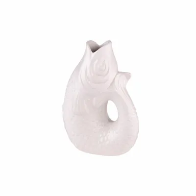 Immagine prodotto di Gift Company Vase Monsieur Carafon XS, vaso decorativo a forma di pesce, gres, bianco, 12,5 cm, 78349