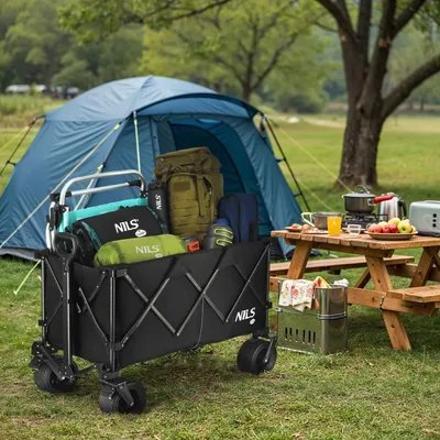 Image de Wagon pliable, noir, capacité XXL 180 L
