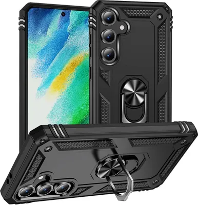 Produktbild von Mobigear Armor ring  Samsung Galaxy S24 FE Hülle Hardcase Backcover Stoßfest mit Ringhalter - Schwarz