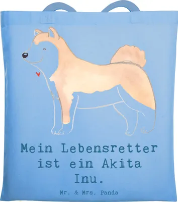 Produktbild von Mr. & Mrs. Panda dokumententasche Akita Inu Lebensretter - Sky Blue - Geschenk, Shopping Tasche, Tote Bag, einkaufsshopper, Schultasche, schulterbeutel