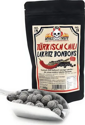 Produktbild von Türkisch Chili Lakritz Bonbon - mittelscharf - 200g - Hotskala: 3 - RED DEVILS TASTE