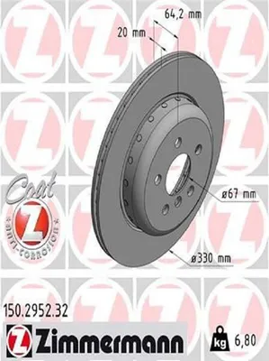 Produktbild von ZIMMERMANN Bremsscheibe Hinten Links für BMW 3 Touring (G21) 330mm 150.2952.32