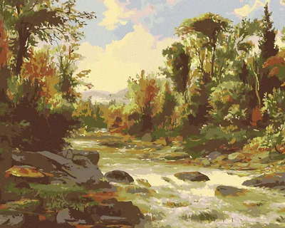 Produktbild von Diamondi - Diamond painting - FLUSS IM HERBSTLICHEN WALD, 40X50 cm, ohne Keilrahmen