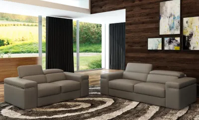 Produktbild von Verstellbare Ledercouch Sitz Polster Wohnzimmer Set Leder Garnitur Sofa Couch
