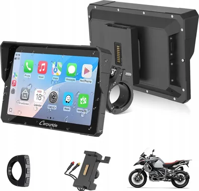Zdjęcie produktu dla Carpuride W702S Pro motocyklowy ekran 7'' Carplay z uchwytem BM05 interkom