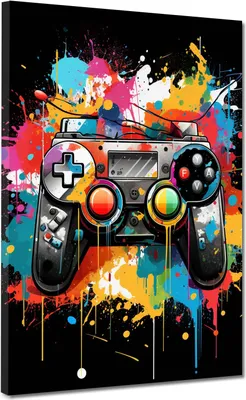 Produktbild von Spiel Gamepad Controller Pop Art Leinwandbild Wandbild Kunstdruck XL Wanddeko: 60x80x4cm