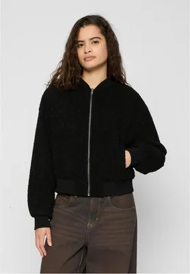 Image de Veste bomber pour femme Urban Classics Ladies Oversized Sherpa Bomber Jacket noire - 4XL