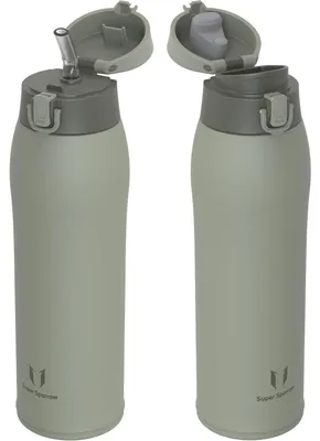 Produktbild von Trinkflasche Edelstahl Thermobecher 950ml Wüstengrün BPA-Frei Auslaufsicher mit 2 Deckeln